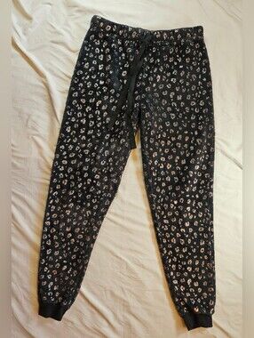 Secret Treasures Womens Gray & Rose Gold Cheetah Fuzzy Pajama Pants Size XS